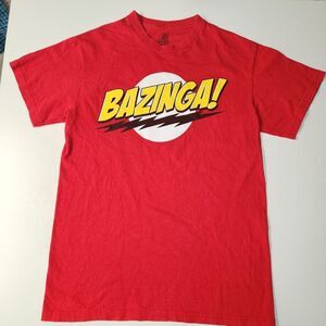 Big Bang Theory Sheldon Bazinga Red S/S T-Shirt Small BBT